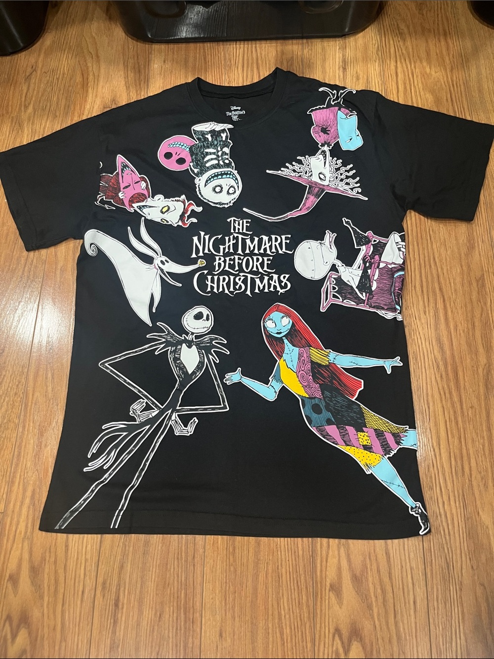 Disney The Nightmare Before Christmas Black Tee with Multicolor Sally & Jack